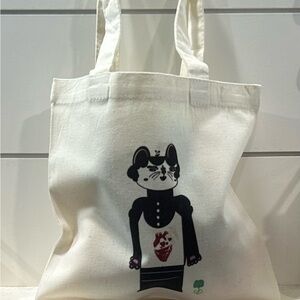 Black and white canvas tote bag with original Cat artwork 🖼️ 🐈‍⬛